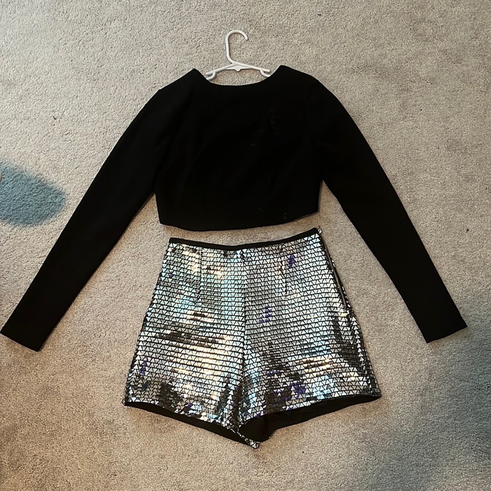 Zara Silver Shorts (XS) & Nasty Gal Top (S)